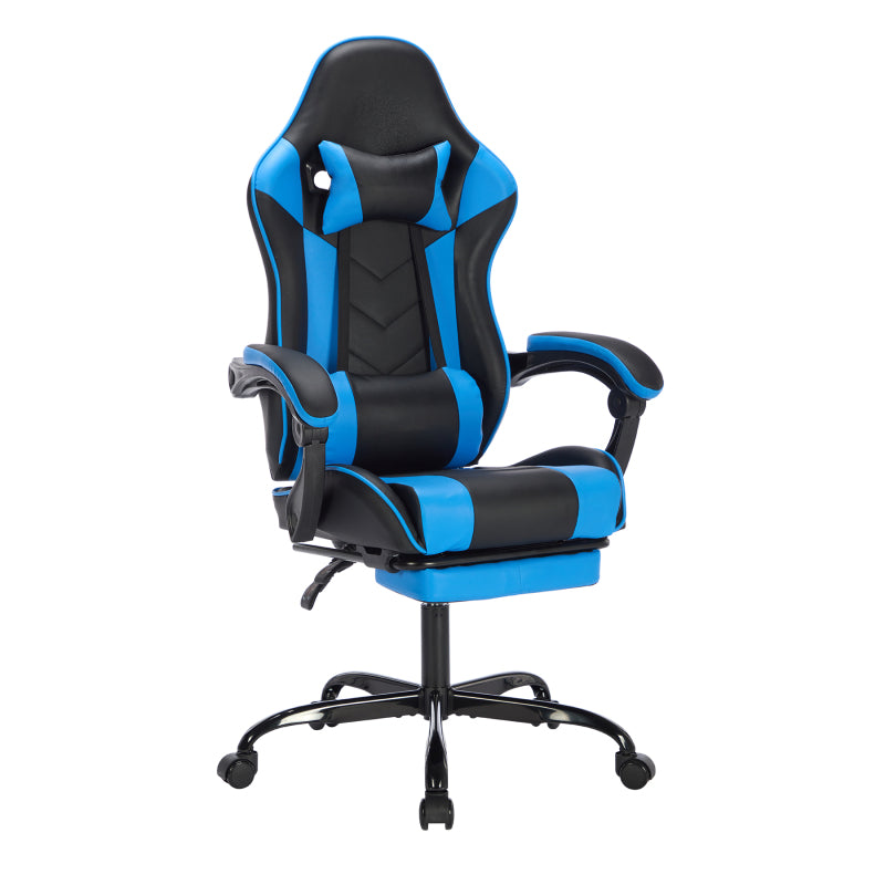 Gaming Chair with Footrest, Ergonomic Computer Chair with Headrest and Lumbar Support, Breathable Material Height Adjustable Video Game Chairs for Adults, Blackblue
