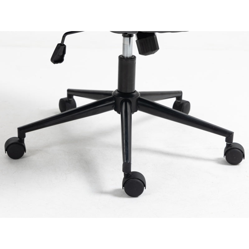Office Chair,Mid Back Home Office Desk Task Chair with Wheels and Arms Ergonomic PU Leather Computer Rolling Swivel Chair with Padded Armrest,The back of the chair can recline 40° (Black)